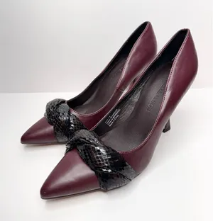 Gabrielle Union Pumps‎ Size 7.5 Pointed Toe Burgundy Twist Detail Slip On Shoes thumbnail 1