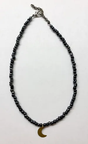 Moon Choker Necklace Gray thumbnail 1