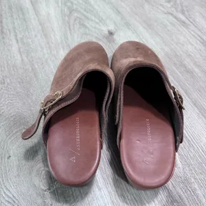 Anthropologie Suede Clog Shoes 36 Tan Brown Fall Autumn thumbnail 5