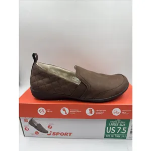 JSport Women's Casual Loafer Slip On Shoes Flats Faux Fur Lined Brown Size 7.5 thumbnail 9