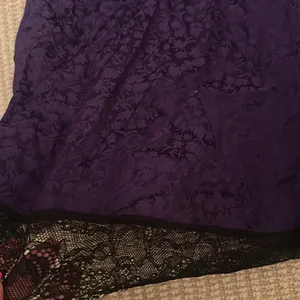 Scotch & Soda deep Purple Slip Dress slit Black Lace size 42 Shorter Length XL thumbnail 3