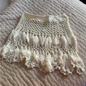 SheIn White crochet mini skirt coverup thumbnail 2