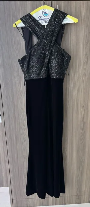 Eliza J Black Sequin Velvet Mermaid Dress thumbnail 1
