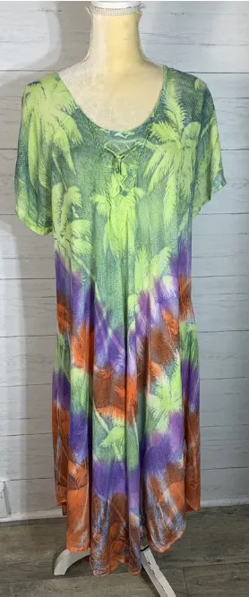 Exist one size lime multicolor cover up beach.  thumbnail 1