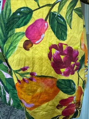 Farm Rio 100% Cotton Tropical Fruit Print V-Neck Mini Dress - Pink Yellow Sz XS thumbnail 5