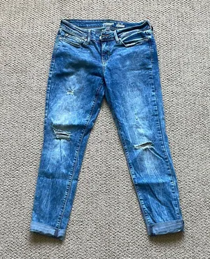 Denizen from Levi's Distressed Blue Low Rise Jeans thumbnail 1