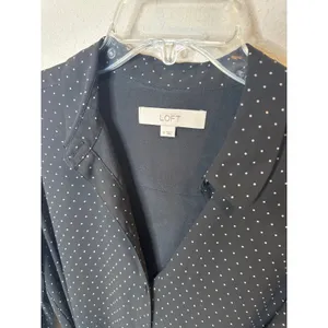 LOFT Black Polka Dot Shirt Dress Belted Long Sleeve Womens Size 8‎ thumbnail 2