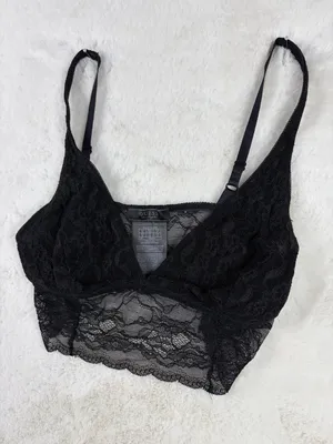 Guess Black Lace Longline Bralette Top thumbnail 1