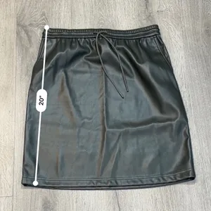 J.Jill XS Black Faux Leather Drawstring Pull-On Skirt Pockets Quiet Luxury Edgy thumbnail 6