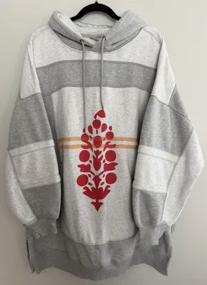 Free People Triple Threat Hoodie Sweatshirt Gray Women's Size Medium thumbnail 1