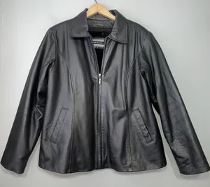 Michael Michelle Genuine Leather Jacket Women Size XL Black Coat Removable Liner thumbnail 1