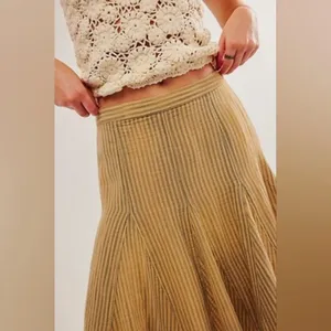 Free People Candace Midi Skirt Iced Coffee Overdye Women’s Tan Size Small thumbnail 3