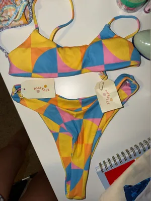 Aurielle Multicolor Striped Bikini Blue thumbnail 1
