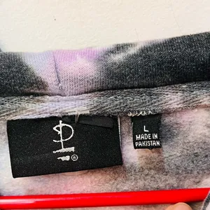 Pink Floyd Hoodie Women Cropped Tie Dye Pullover Sweatshirt sz Large thumbnail 5