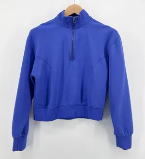 Daily Practice Anthropologie Quarter Zip Sweatshirt Womens XS Blue Crop Pullover thumbnail 1