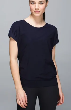 Lululemon If You're Lucky Short Sleeve Naval Blue Moody Mirage Open Cut-Out Back thumbnail 1