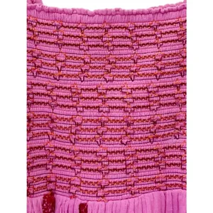 NWT Free People Tory Embroidered Mini Dress Pink Smocked Floral Boho Size Large thumbnail 10