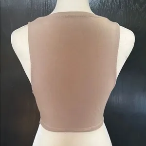 Zara Classic Tan Sleeveless Crop Top. Size Small. thumbnail 3