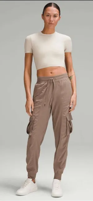 Lululemon Dance Studio Relaxed Fit Mid Rise Cargo Jogger Taupetastic Size Medium thumbnail 1