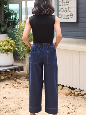 MAYE Goldie Wide Leg Crop Jeans Sz XL Indigo Blue NEW thumbnail 3