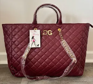 Gilda Paris large quilted tote bag in a wine color NWT $199 thumbnail 1