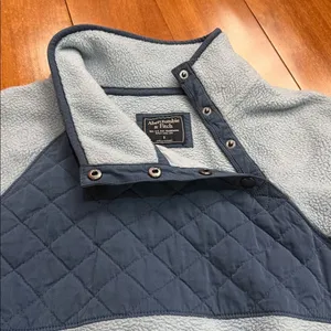 Abercrombie & Fitch Blue Snap-Front Fleece Quilt Chest Panel Tunic Size‎ S thumbnail 8