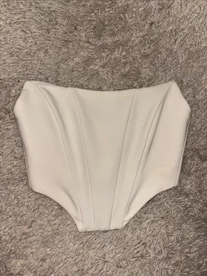 Trendyol White Structured Strapless Crop Top Size 2 thumbnail 3
