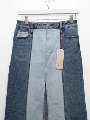 Alice + Olivia Jeans - Georgia Two-Tone Denim Maxi Skirt thumbnail 9