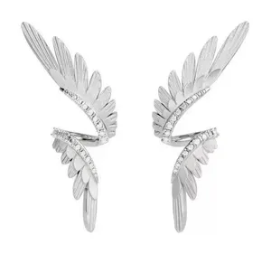 Angel Wings Stud Earrings for Women Silver thumbnail 1