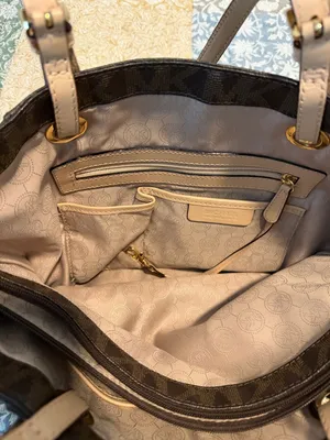 Michael Kors Jet Set Tote MK Logo Large Carryall Laptop Bag Brown Tan Gold thumbnail 11