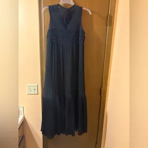 Anthropologie Karina Black Crochet Lace Swiss Dot Maxi Dress thumbnail 5