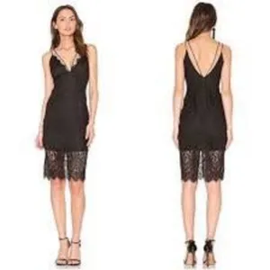 Bardot Women's Sleeveless Laced Floral Scallop Strappy Black Midi Dress Size 4 thumbnail 2