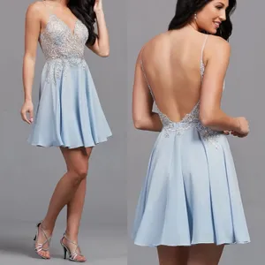 Rated PG PromGirl Homecoming Mini Dress Blue size 0 Beaded Lace Feminine fairy thumbnail 4