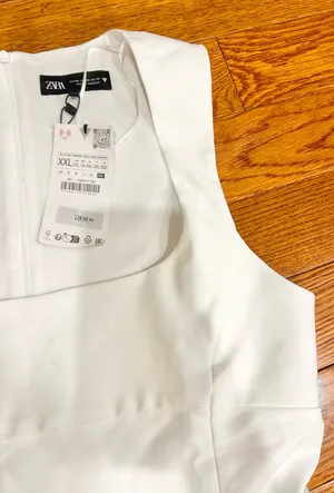Zara Nwt White Squared Neck Mini Dress Size Xxl thumbnail 11