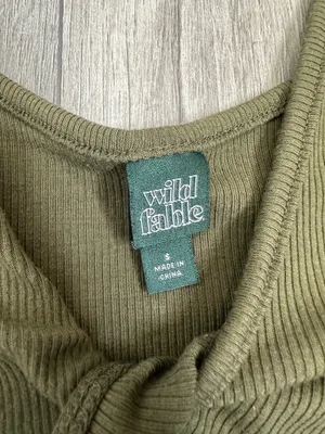 Wild Fable Olive Green Ribbed Cutout Bodysuit Size Small thumbnail 3