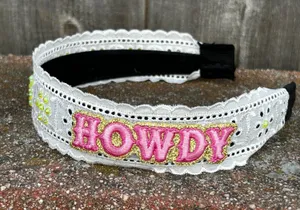 Western howdy patch with crystals headband brand new handmade thumbnail 1