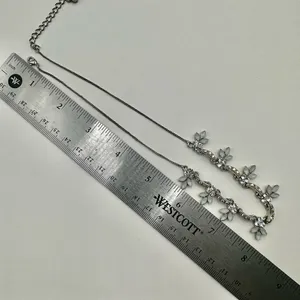 Silver tone rhinestone flower necklace Silver thumbnail 5