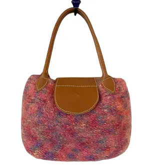 Tote Handbag Marled Woven Wool International Colorful Snap Closure Small Bag EUC thumbnail 6