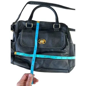 Unbranded Womens faux leather black purse handbag side pockets dual handle strap thumbnail 4