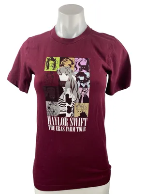 COWS Haylor Swift The Eras Farm Tour Red Maroon Crew Taylor T Shirt Tee Top XS thumbnail 1