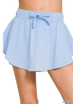Zenana Soft Woven Active Skorts with Pockets - Lt. Blue - Large thumbnail 1