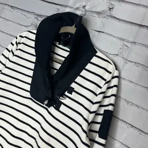 Lauren Ralph Lauren Striped Cowl Neck Sweater White & Black Sz L Cotton Knit Y2K thumbnail 7