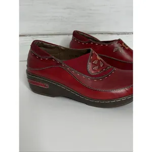 Spring Step L'Artiste Burbank Red Leather Floral Clogs Women EU 39 US 8 Wedge thumbnail 3