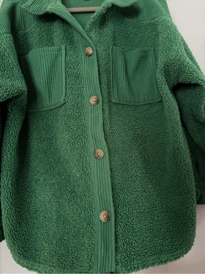 American Eagle AE Green Sherpa Corduroy Shacket Jacket Oversized Size Medium thumbnail 11