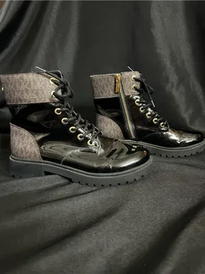 Michael Michael Kors Patent Leather Lace-Up Ankle Boots Black& Brown 6.5 thumbnail 3