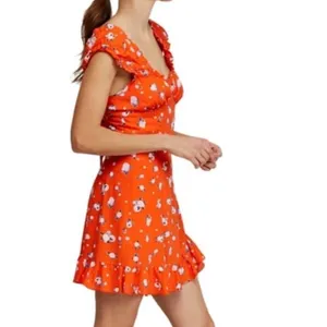 Free People‎ Like A Lady Printed Mini Dress In Orange size XS thumbnail 4