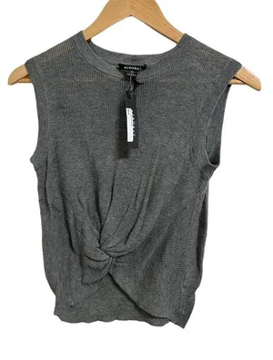 Acrobat Women's Gray Sleeveless‎ Front Twist Round Neck Knitwear Tops Size XS thumbnail 1