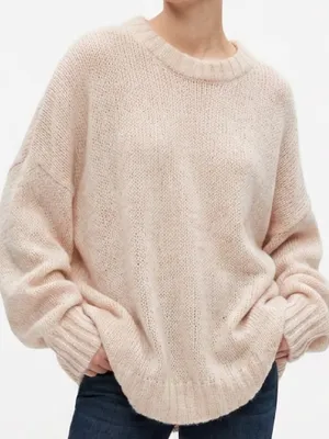 NWT aerie oversized cream sweater size medium pullover sweatshirt NEW thumbnail 1