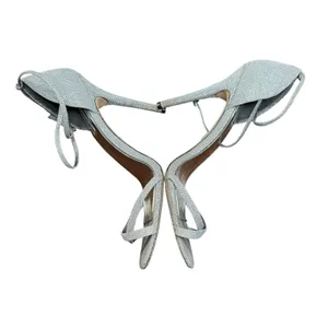 Badgley Mischka Shoes‎ Womens Size 9.5 Silver Strappy Ankle Strap Sandals Heels thumbnail 4
