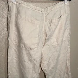 Linen‎ Tan Pants wide leg made in Italy size Medium Lagenlook Breathable Coastal thumbnail 3